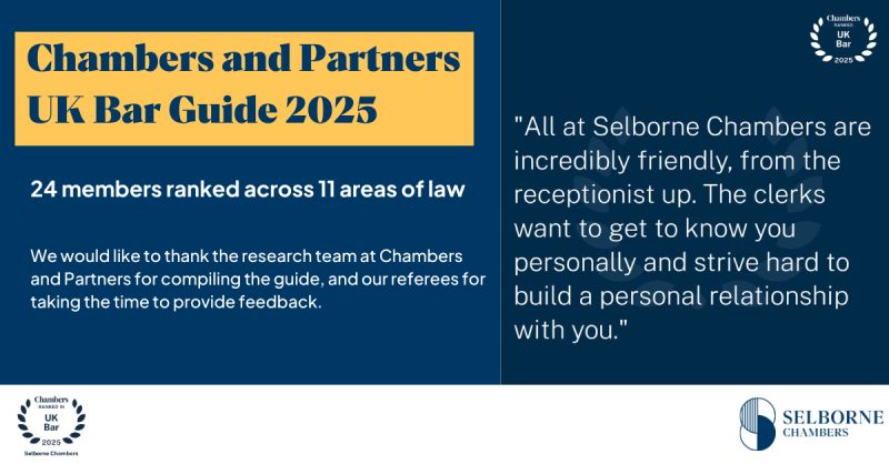 We are proud to announce that 24 of our members are ranked in the Chambers UK Bar Guide 2025. Chambers is also recognised collectively for Real Estate Litigation and Commercial Chancery.

To see our full list of rankings and quotes, visit our site: 
lnkd.in/e-tEwj_P
