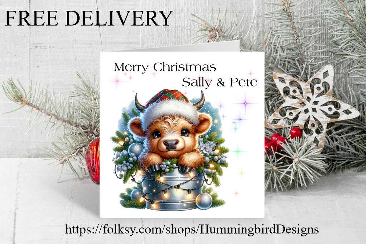 hummingbird_41's tweet photo. Just added these cute Highland cow Christmas Cards to my Folksy shop. #highlandcow #christmascard #personalisedcard #cutechristmascard #freepostage 
https://t.co/aoPokcOeGR https://t.co/vCBE14rK29