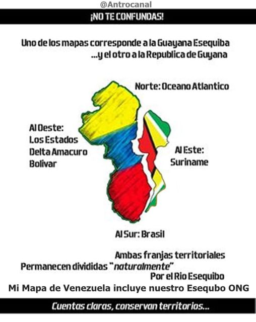 Aprende a diferenciar el estado Guayana esequiba o el Territorio Esequibo o el Esequibo con Guyana, divididos por el río Esequibo cuya vaguada es la frontera entre Venezuela y el vecino del Este. #21Oct #MiMapa 

Comparte! #RT Descarga la imagen