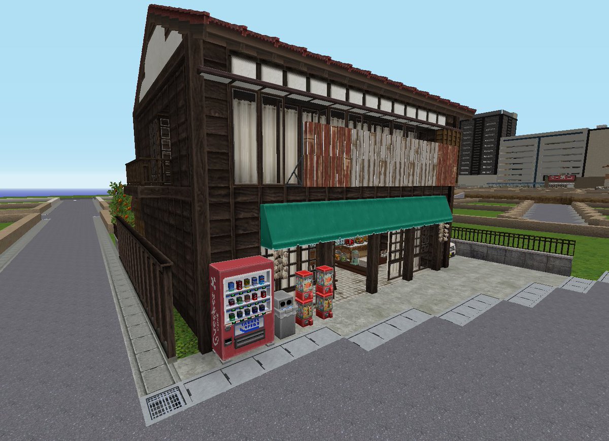 hashidoi_PJ's tweet photo. 路地裏MOD主体のレトロな建築物に初めて挑戦しました。
気になった箇所は後々修正に余裕があるときに・・・

#minecraft
#路地裏MOD
#端戸井市 https://t.co/L36r6Jmhy2