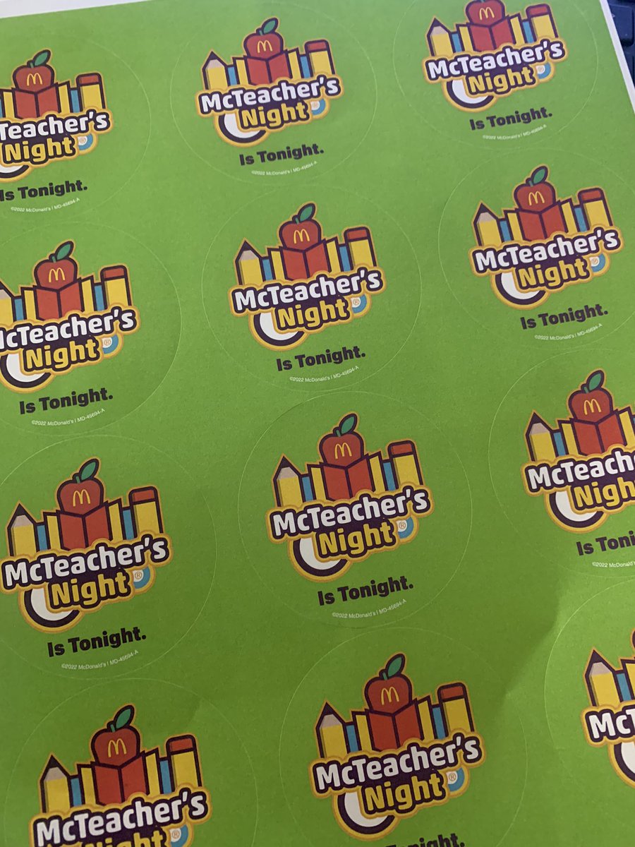 We can't wait to see you tonight at McTeacher's night!