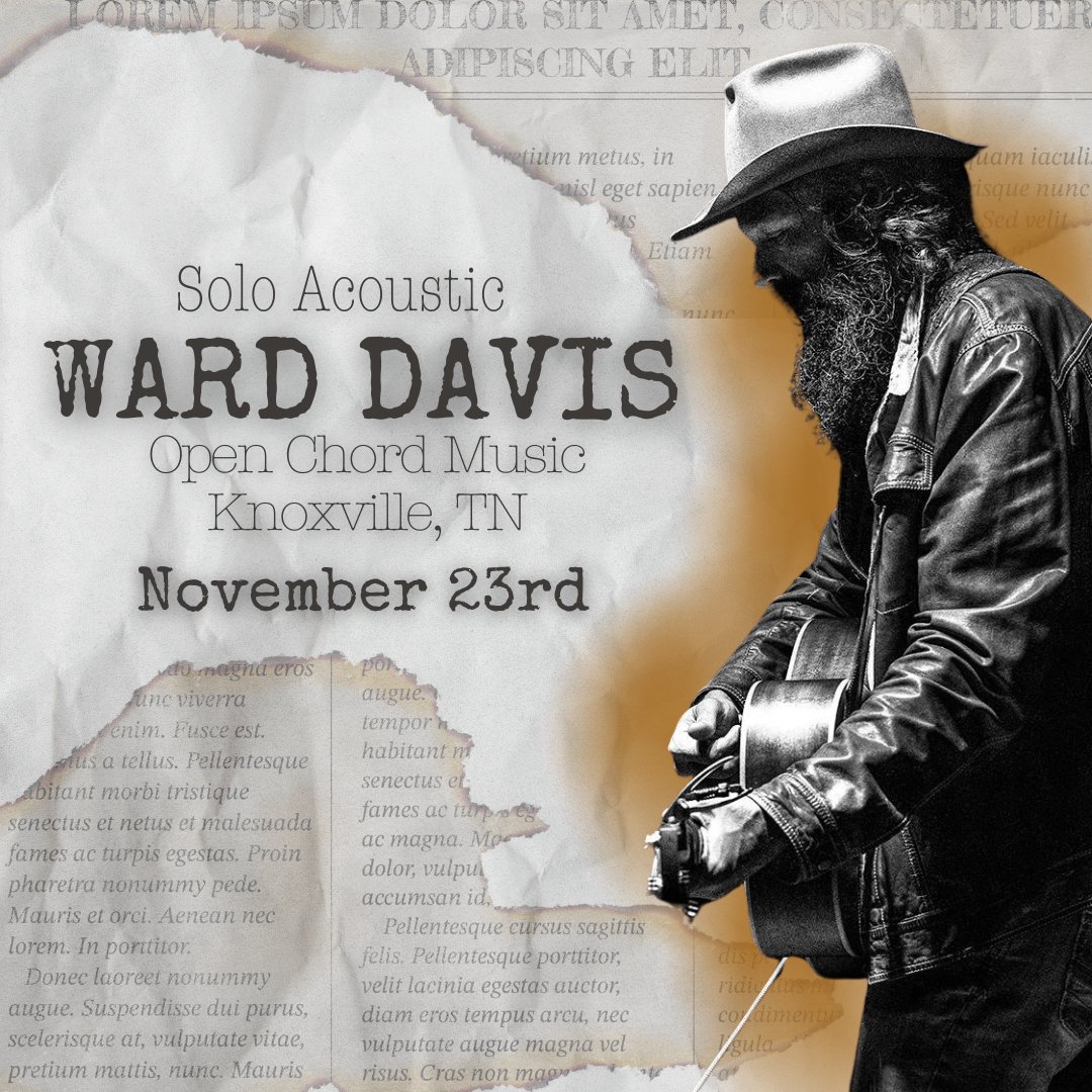 warddavismusic's tweet photo. Making a stop at Open Chord Stage in Knoxville. November 23rd. And yes, you can get tickets now. Link in the comments since I'm sure you're looking for it.
๐ท: Keith Wallis
#warddavis #americana #americanamusic #singersongwriter #outlaw #country #countrymusic https://t.co/az2zIdrfC4