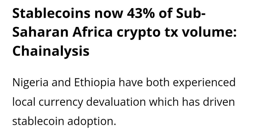 kengne steve (@steve_kengne) on Twitter photo #AFRICAN_BLOCKCHAIN_NEWS
Stablecoins are gaining significant traction in Sub-Saharan Africa.
According to Chainalysis’ report on Oct. 2, stablecoin transactions make up nearly half of the region’s total transaction volume, been for approximately 43%
Source: <a href="/Cointelegraph/">Cointelegraph</a> #AFRICAN_BLOCKCHAIN_NEWS
Stablecoins are gaining significant traction in Sub-Saharan Africa.
According to Chainalysis’ report on Oct. 2, stablecoin transactions make up nearly half of the region’s total transaction volume, been for approximately 43%
Source: <a href="/Cointelegraph/">Cointelegraph</a>