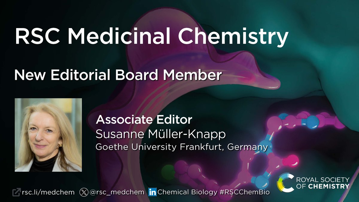 RSC Medicinal Chemistry (@rsc_medchem) on Twitter photo 📢RSC Medicinal Chemistry is delighted to announce our newest Associate Editor, Dr Susanne Müller-Knapp from <a href="/goetheuni/">Goethe-Universität</a>!
📰Read our blog for more about Susanne: blogs.rsc.org/md/2024/10/21/…
đź‘€Submit to her today: mc.manuscriptcentral.com/mcc
<a href="/Chemical_probes/">Chemical Probes Portal</a> <a href="/thesgconline/">Structural Genomics Consortium (SGC)</a> 📢RSC Medicinal Chemistry is delighted to announce our newest Associate Editor, Dr Susanne Müller-Knapp from <a href="/goetheuni/">Goethe-Universität</a>!
📰Read our blog for more about Susanne: blogs.rsc.org/md/2024/10/21/…
đź‘€Submit to her today: mc.manuscriptcentral.com/mcc
<a href="/Chemical_probes/">Chemical Probes Portal</a> <a href="/thesgconline/">Structural Genomics Consortium (SGC)</a>