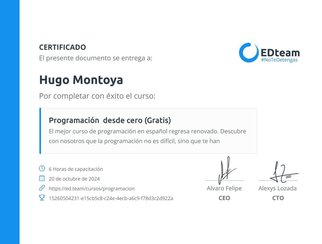 CyberHugoDev's tweet photo. Va de nuevo a construir un proyecto de vida y a cambiar mi historia profesional, económica y de vida ahora con @edteamlat @apxschool https://t.co/fET3aM9ASO