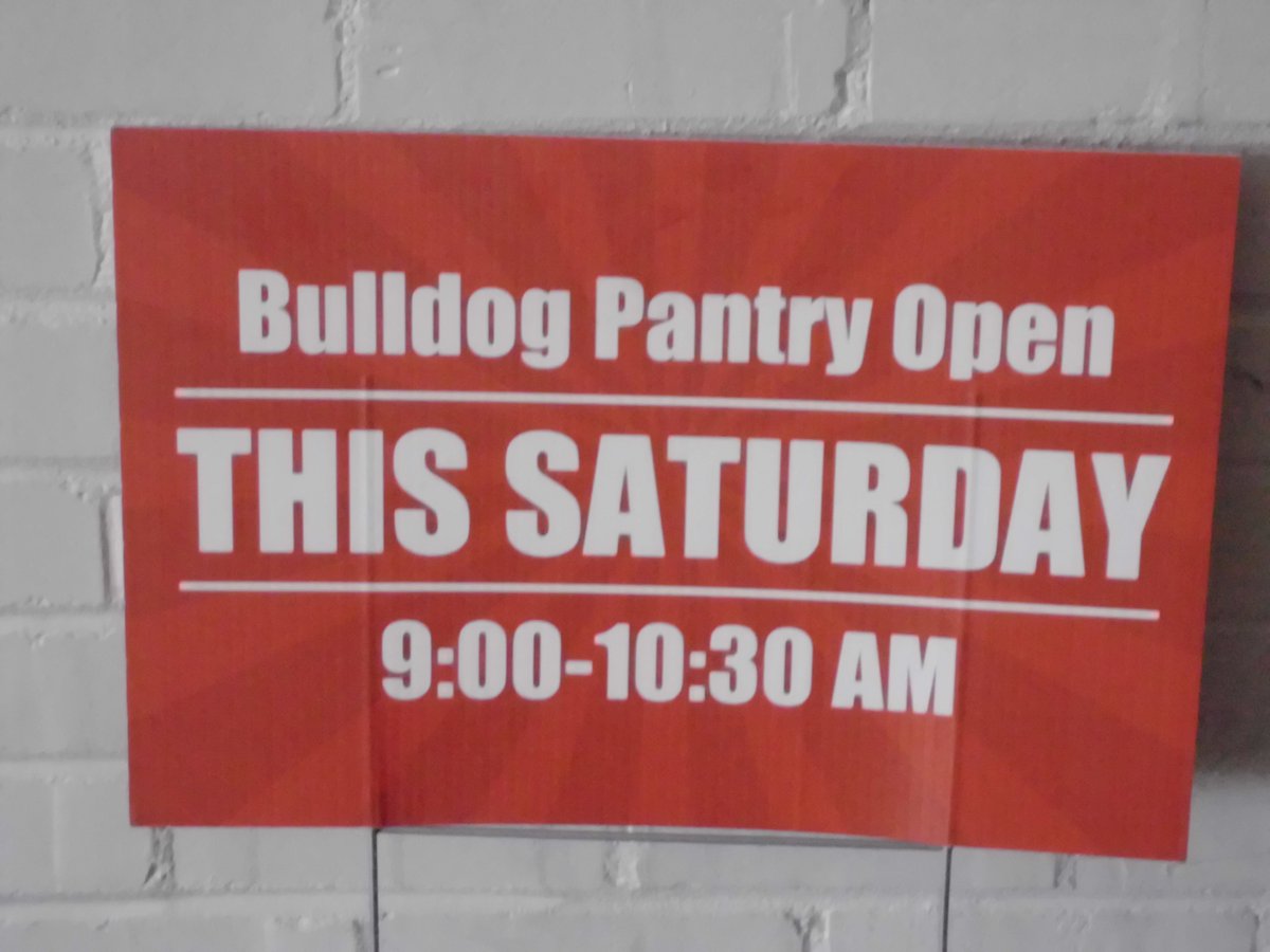 BulldogPantry's tweet photo. We are open this Saturday, the 26th from 9am - 10:30am. Anyone in need is welcome. We are also taking sign ups for Toys for Tots. This is for children ages 0-12 years old. The responsible adult will need an ID to sign up the children. https://t.co/74VxjB9Zxp