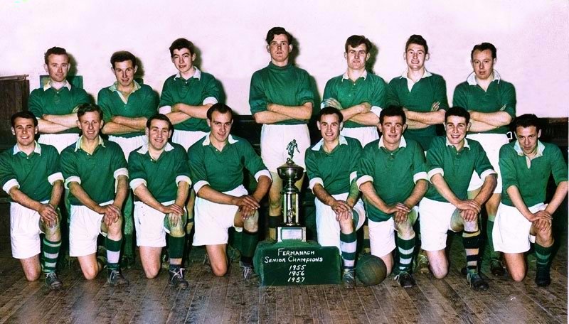 The <a href="/RosleaGFC/">Roslea Shamrocks GFC</a> side that won 4 Fermanagh Senior Club Championships in a row from 1955 - 1958.

A splash of colour added to an already classic photo from the club who gave us Peter McGinnity.