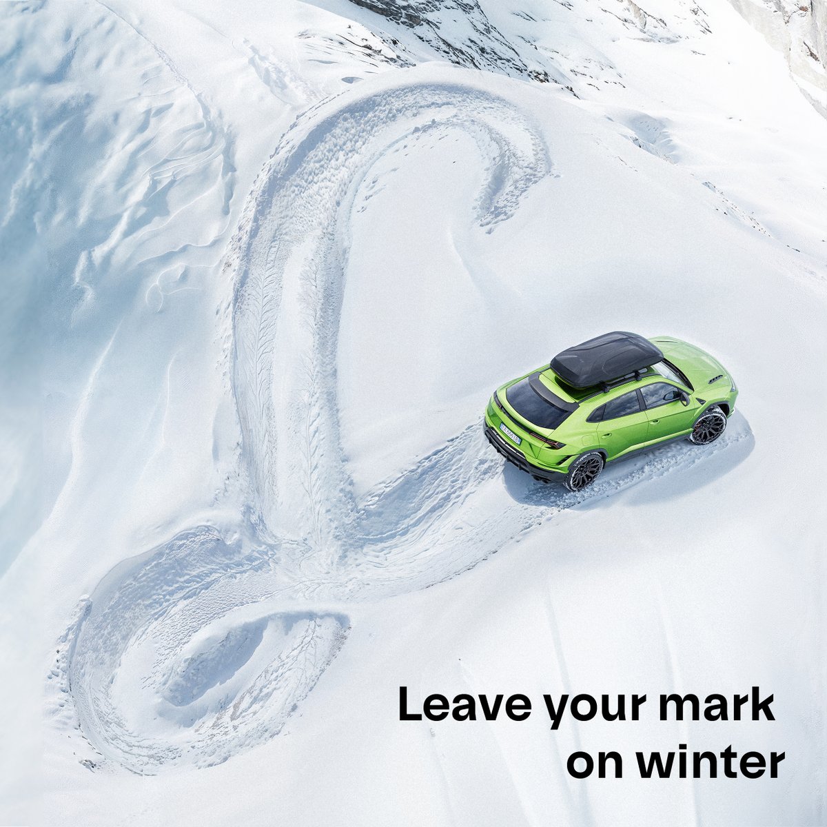 Lamborghini's tweet photo. Winter is the most magical season. 
So leave your mark in the snow with Lamborghini Accessori Originali L-Mark tires and reach for the unexpected. 
Discover all the exclusive offers at your closest Lamborghini dealership.

#Lamborghini