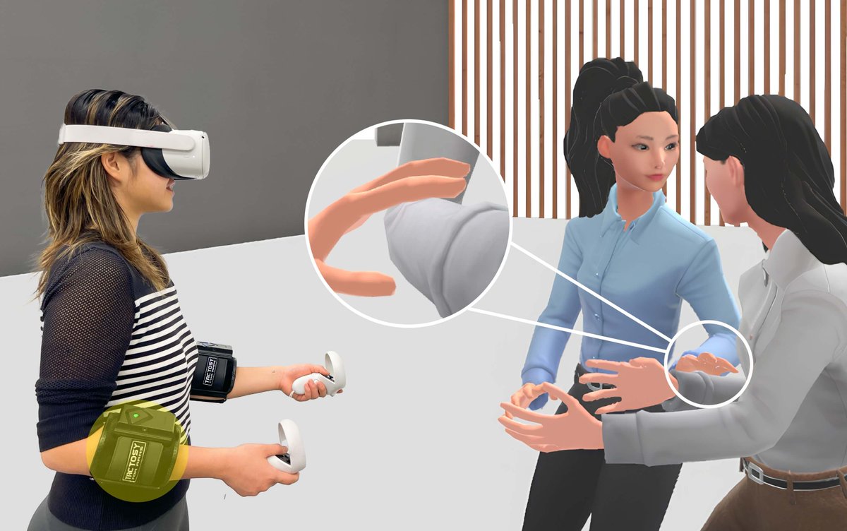 Yujie Tao (@tao_yujie) on Twitter photo The sense of touch is innately private, but what if it could be shared across individuals?
We <a href="/StanfordVR/">Stanford VR</a> studied shared body sensations in VR and found it increases body illusion and empathy toward others and influences social behavior. #ISMAR2024
🔗vhil.stanford.edu/publications/s… The sense of touch is innately private, but what if it could be shared across individuals?
We <a href="/StanfordVR/">Stanford VR</a> studied shared body sensations in VR and found it increases body illusion and empathy toward others and influences social behavior. #ISMAR2024
🔗vhil.stanford.edu/publications/s…
