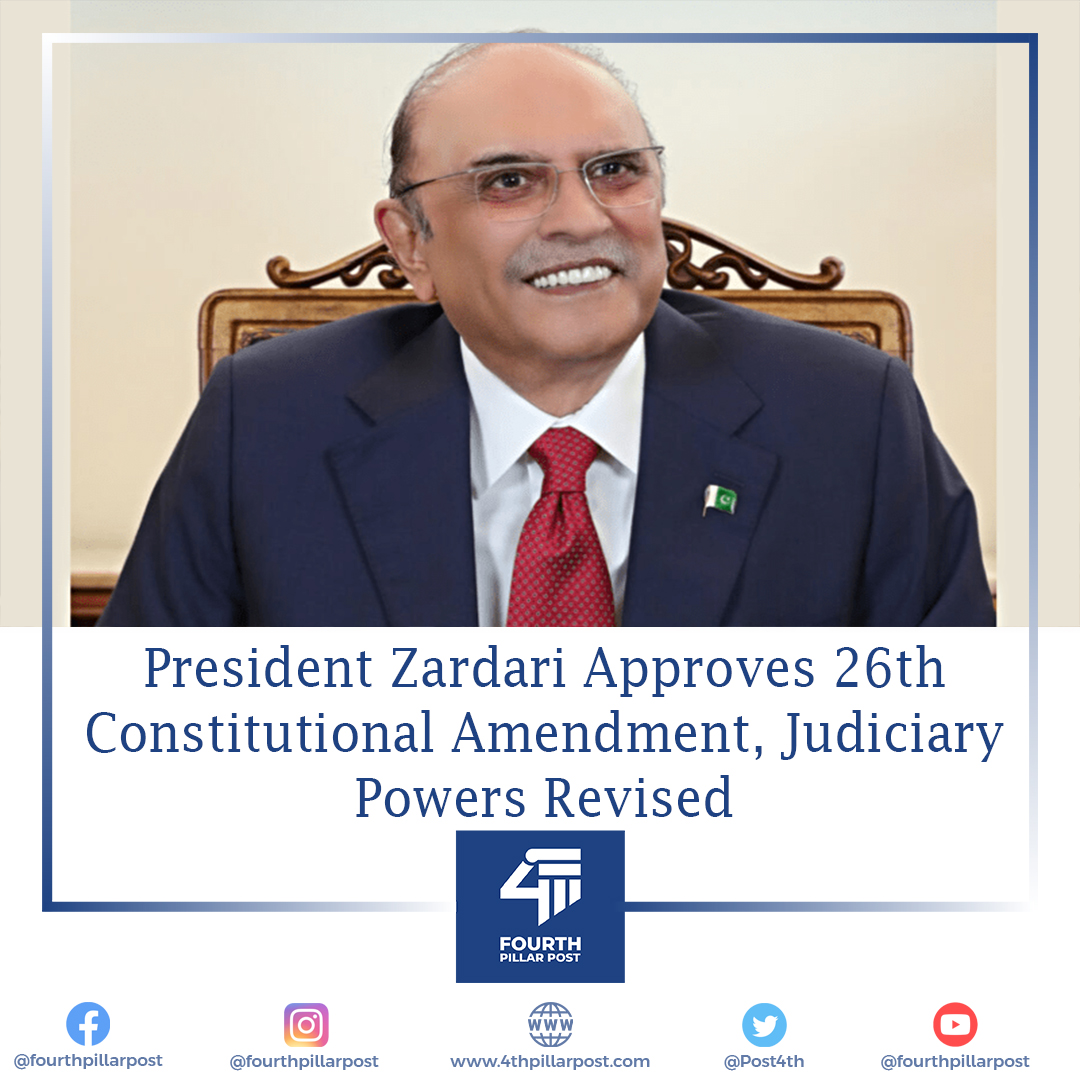 Post4th's tweet image. The 26th Constitutional Amendment reforms Pakistan&apos;s judiciary by limiting suo motu powers and changing Chief Justice appointment rules. PM Shehbaz Sharif calls it a historic step for parliamentary sovereignty. #26thAmendment #JudiciaryReforms
Read more: 4thpillarpost.com