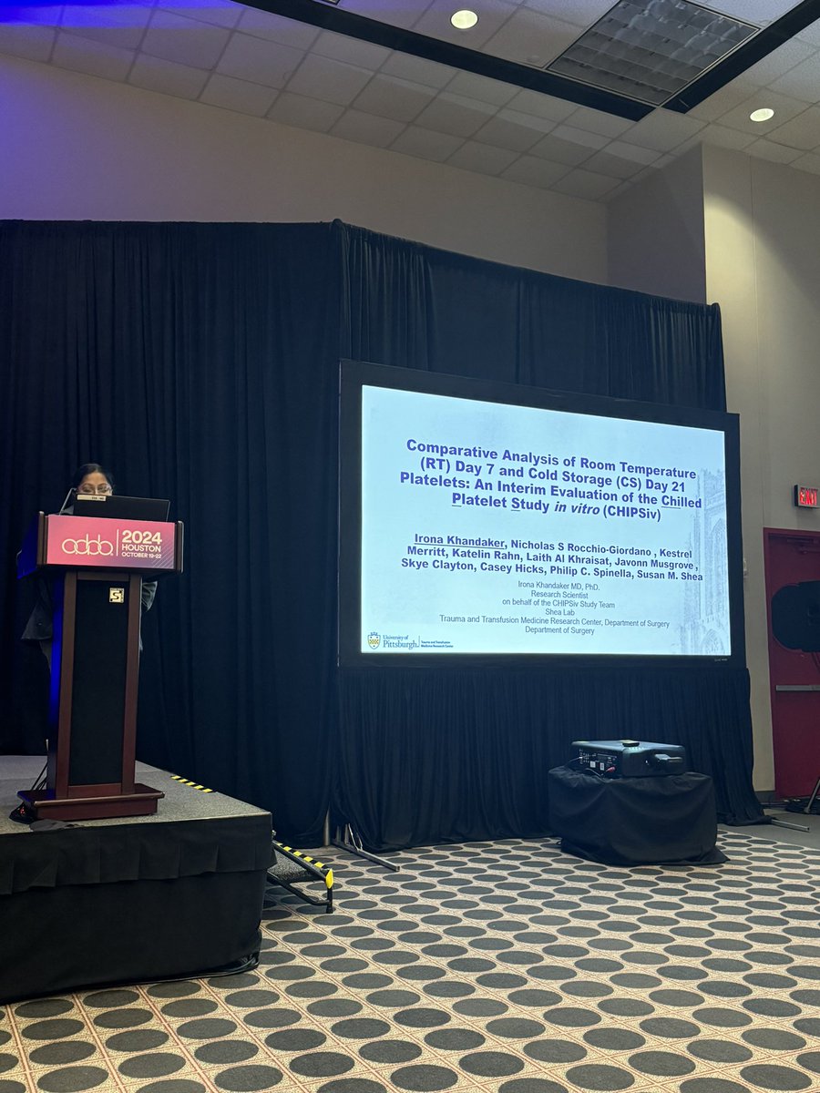 Dr. Khandaker from my lab gave an update on the CHIPSiv study comparing room temp vs cold stored #platelets - looking pretty good in vitro out to 21 days across multiple platforms! <a href="/PittTTMRC/">Pitt Trauma & Transfusion Medicine Research Center</a> <a href="/PittSurgery/">Pitt Surgery</a>