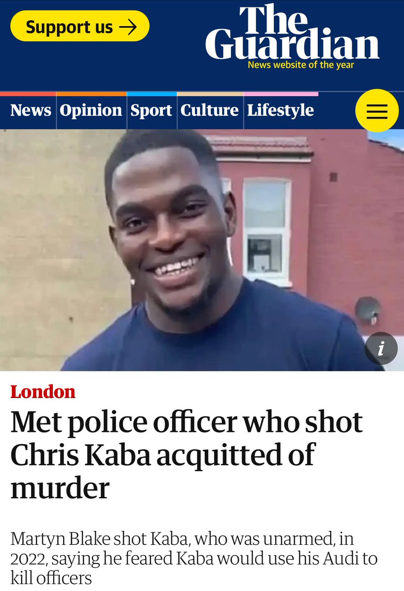 SholaMos1's tweet photo. This is injustice. Martyn Blake killed Chris Kaba in cold blood but because he’s White & cloaked in authority of institutionally racist Met Police, he’s been acquitted of killing unarmed Black civilian by an equally racist justice system. White Supremacy personified.

Feigning ‘Fear of Life’ is ALWAYS justified for Police to kill Black people.  The system isn’t broken- it’s working exactly as it should.