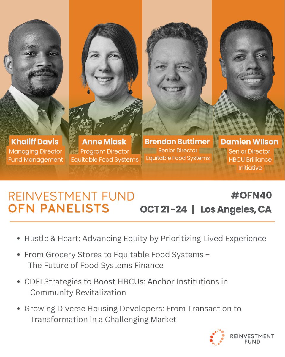 ReinvestmentFund (@reinvestfund) on Twitter photo We’re thrilled to join <a href="/OppFinance/">Opportunity Finance Network</a>, #CDFI practitioners, funders, investors, policymakers, and other industry stakeholders this week at the #OFN40 Conference in LA!
🌟 Check out the full agenda here: bit.ly/3ZYx4hm & check back for more this week. We’re thrilled to join <a href="/OppFinance/">Opportunity Finance Network</a>, #CDFI practitioners, funders, investors, policymakers, and other industry stakeholders this week at the #OFN40 Conference in LA!
🌟 Check out the full agenda here: bit.ly/3ZYx4hm & check back for more this week.