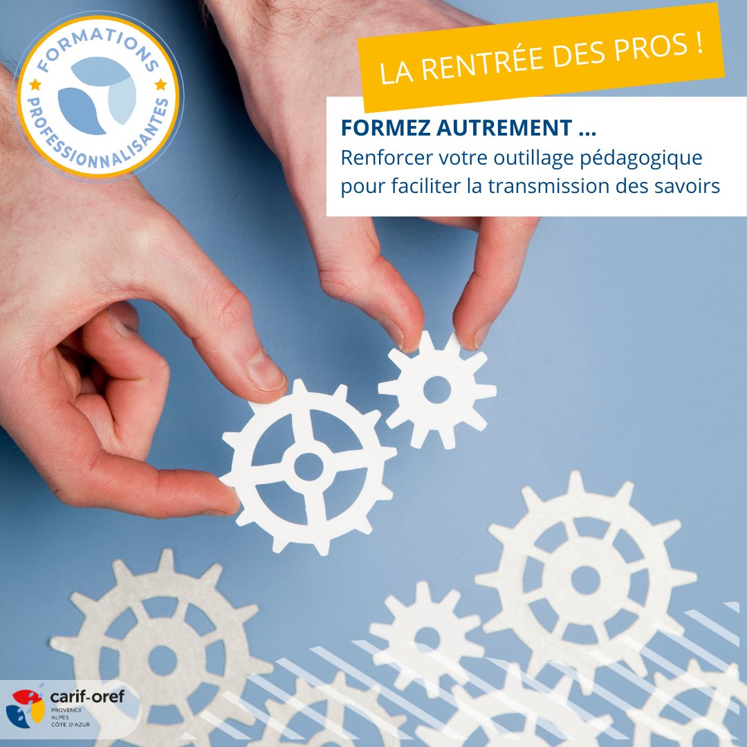 🗒 [#Formations pour les pros] Formez-vous avec le Carif-Oref Provence-Alpes-Côte d'Azur. 
Programme de novembre - décembre : - Intégrer les apports des neurosciences swll.to/K56X8v - Scénariser un escape game swll.to/1OZcXP6
@CSFCFederation <a href="/fede_competence/">Les Acteurs de la Compétence</a>