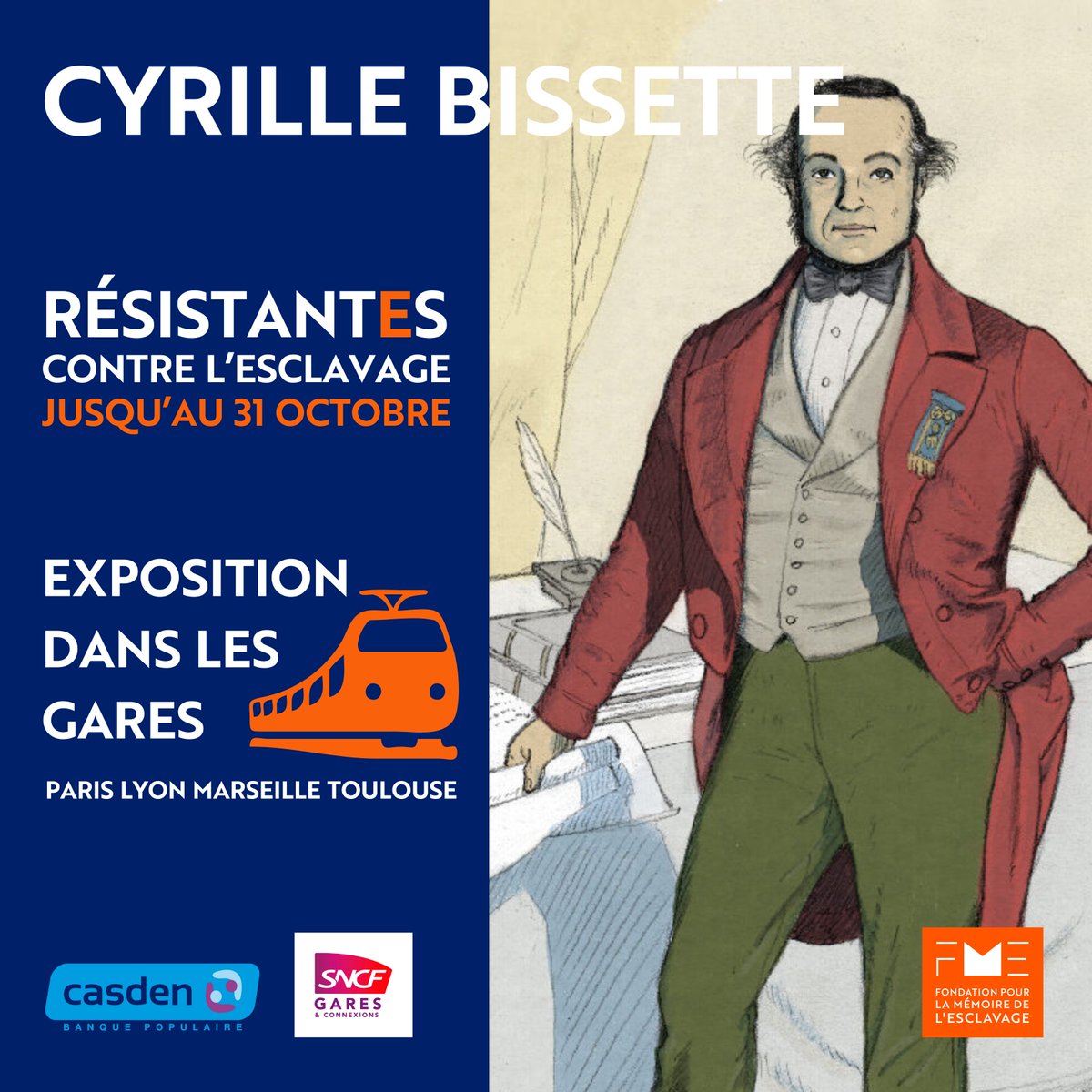 fondation_me's tweet photo. 1/ #threadstorytime #threadtolearn
RESISTANT.E.S CONTRE L’ESCLAVAGE – Jusqu’au 30/10, retrouvez dans les gares le portrait de figures des combats contre l’esclavage et pour l’égalité.

Ici : Cyrille Bissette ✊ L’abolitionniste oublié - À découvrir à Paris Gare de Lyon https://t.co/wxvoO4r6MK
