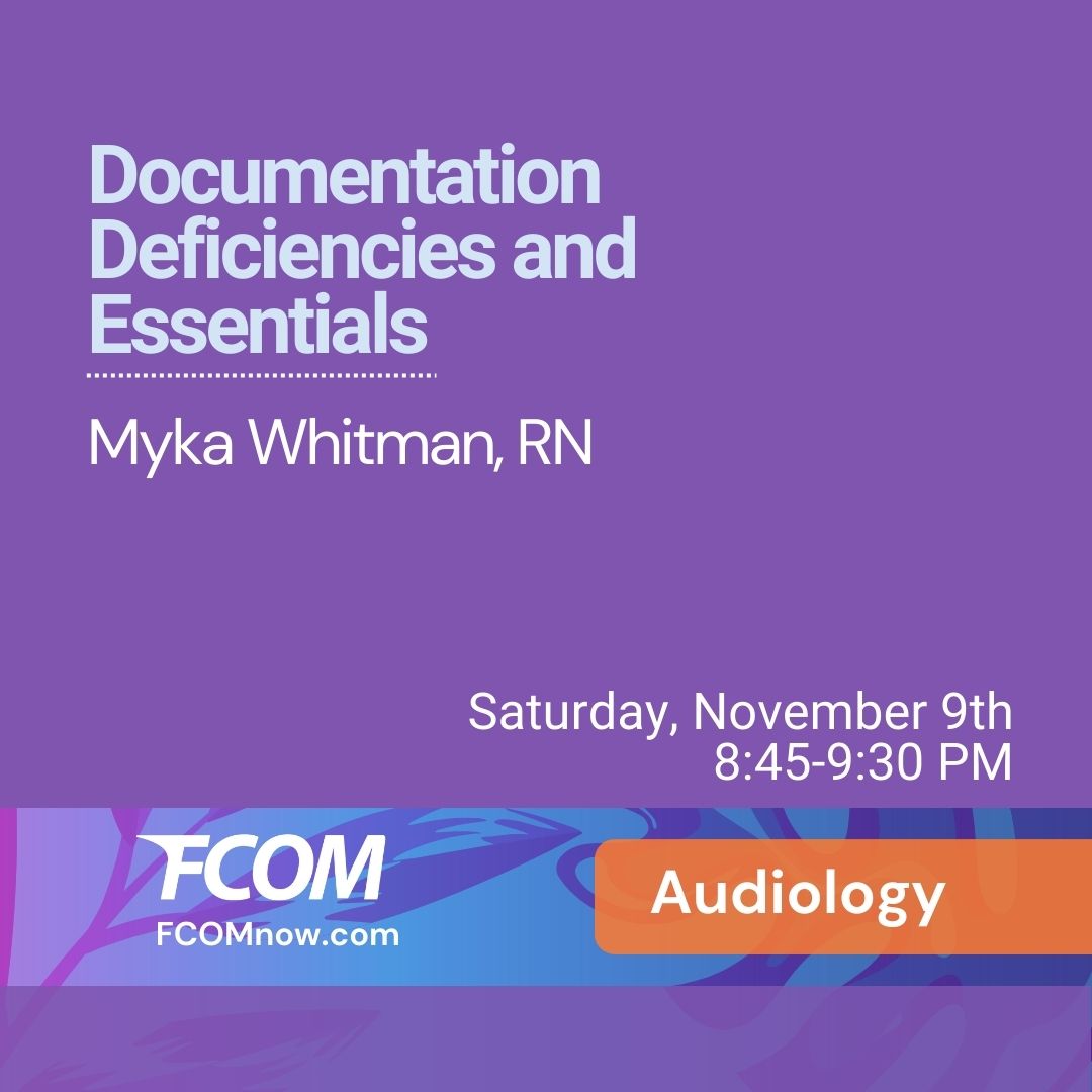 MedAudPro's tweet photo. #fcom2024 is hosting a documentation deficiencies and essentials session with Myka Whitman on November 9th at 8:45 am.

This session will address common documentation issues and provide realistic strategies to enhance patient safety.

Register today at https://t.co/5RZeqsCFl7 https://t.co/KQXmSOlSrm