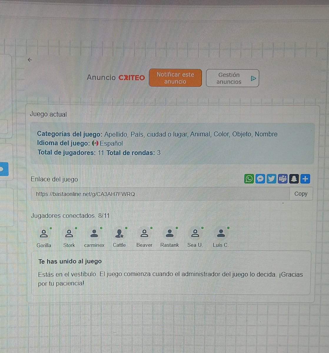 Ayer inicie jugando Overwatch y termine jugando Basta🤣