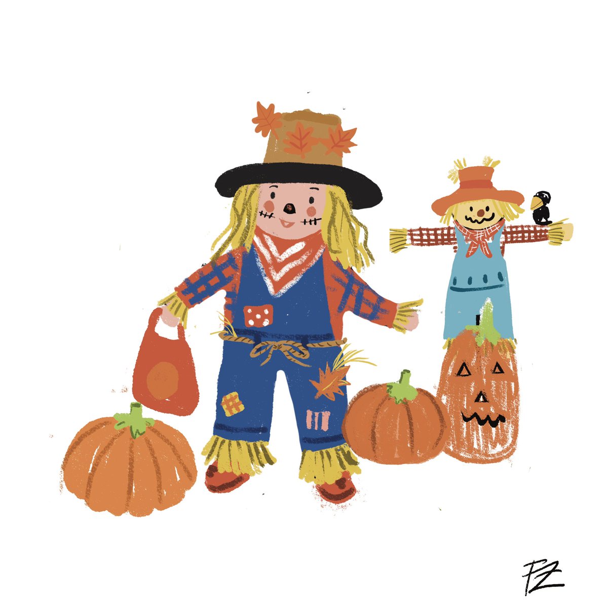 Todays prompt with @theydrawandgarden is SCARECROW  

.
.
.
#illustration #illustrationartists #kidlitpostcard #editorialillustration #drawtober #drawtober2024 #kidlit #theydrawandgarden