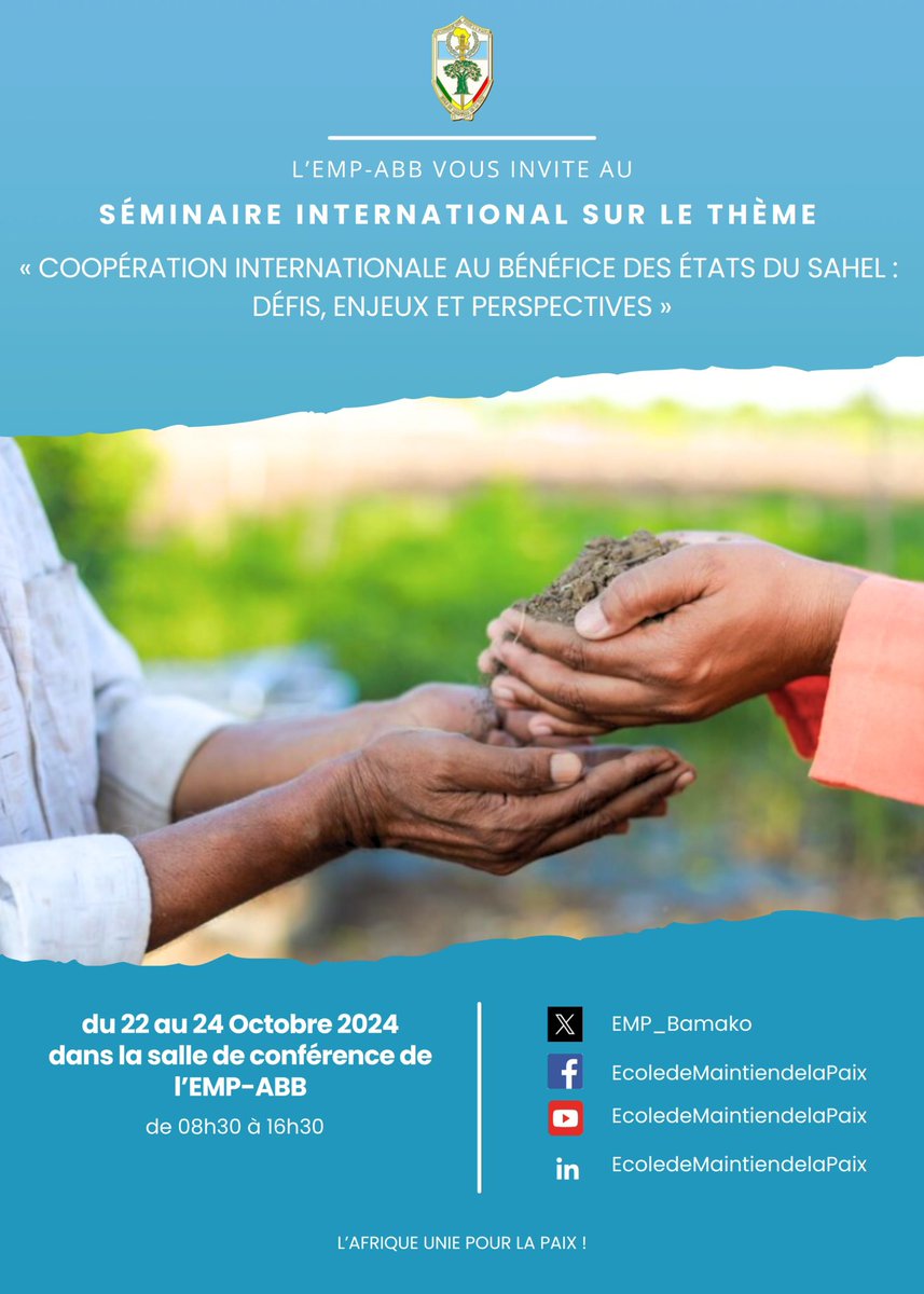 Cette semaine, l’École de Maintien de la Paix Alioune Blondin Beye de Bamako organise un séminaire sur les enjeux stratégiques du Sahel. Renforçons ensemble les actions pour la coopération dans la région ! #Sahel #Paix #Sécurité #EMPBamako