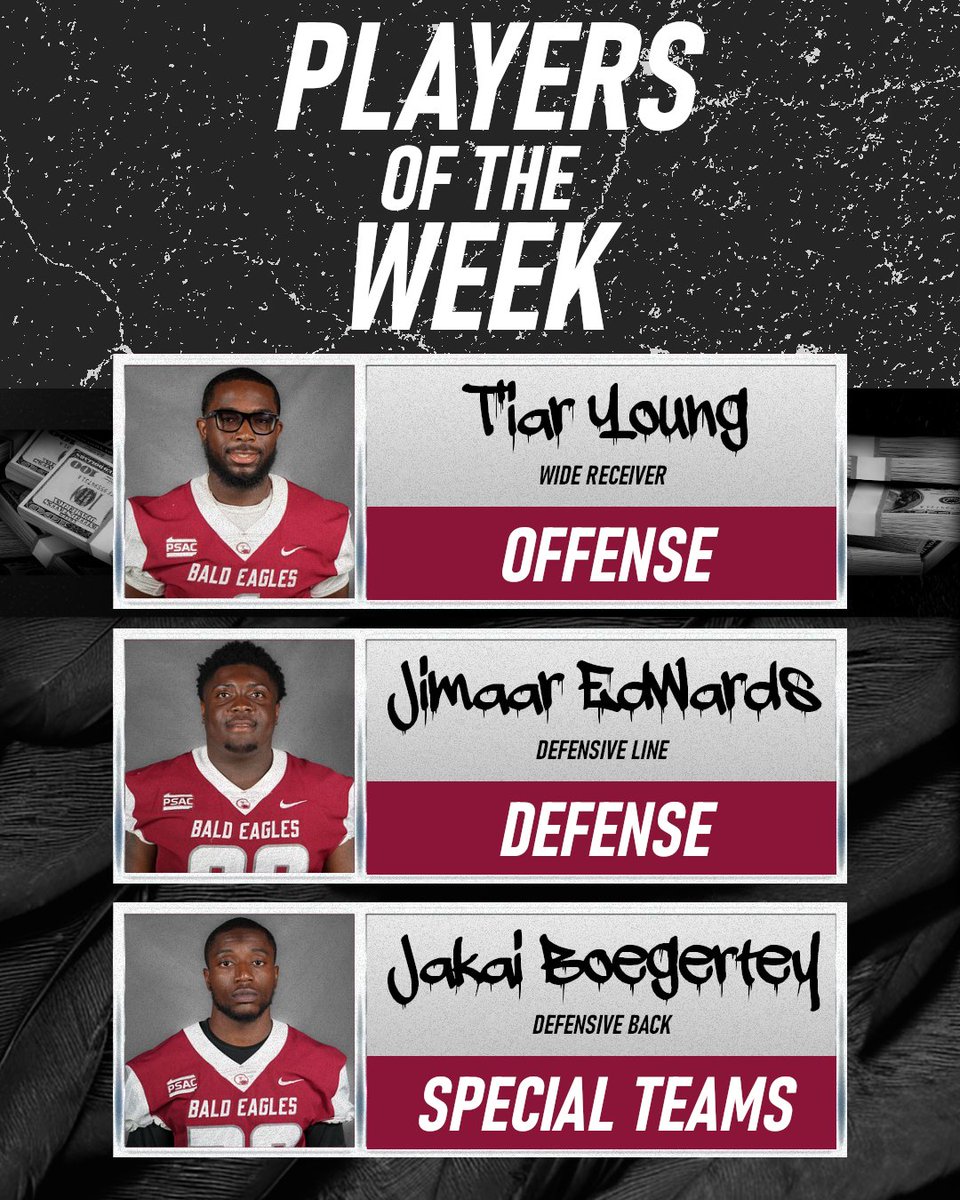 LHU_Football's tweet photo. Congrats to our Players of the Week for week 7 and our victory over Bloomsburg!

#LockedIn🔒🦅 https://t.co/SuhuaCgg0H