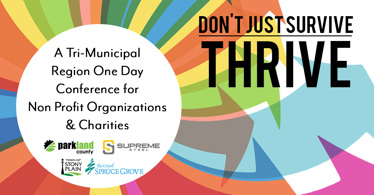 StonyPlainAB's tweet photo. Join the #TriRegion for a 1 day conference Nov 2. #DontJustSurviveThrive is an event for #NonProfits &amp; #Charities. The conference will be hosted at Supreme Steel in Acheson fr 9AM-4PM Learn more &amp; how to register at: https://t.co/CLDoisGzkE https://t.co/4ZnGUlJLFG