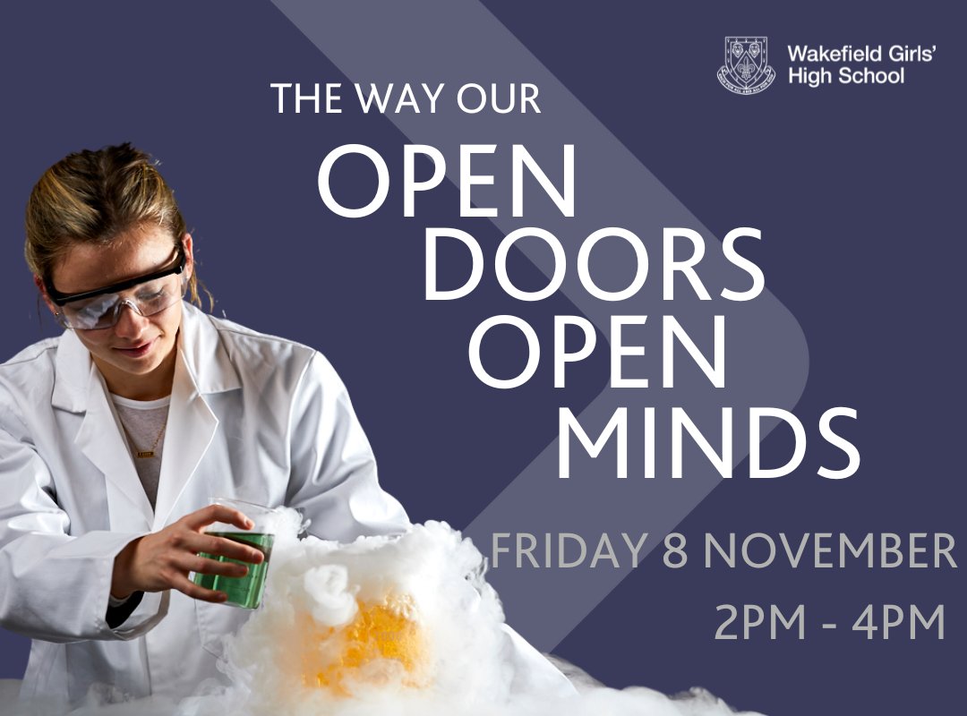 Wakefield Girls' High School (@wghsyorkshire) on Twitter photo Looking for the perfect school for your child? Join us for an inside look at life and learning at Wakefield Girls' and QEGS! From 2pm to 4pm, we will be open for you to experience our schools during a typical day.
Register now and visit: bit.ly/3RLJvsY Looking for the perfect school for your child? Join us for an inside look at life and learning at Wakefield Girls' and QEGS! From 2pm to 4pm, we will be open for you to experience our schools during a typical day.
Register now and visit: bit.ly/3RLJvsY