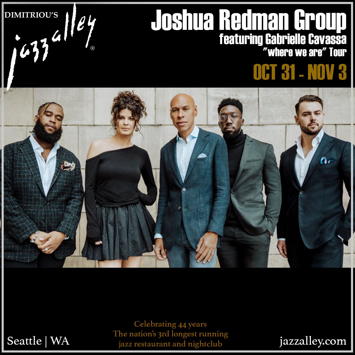 Jazz & Blues Music (@jazznbluesmusic) on Twitter photo #Seattle’s Jazz Alley in welcomes the 8x Grammy Award-nominated jazz artist <a href="/Joshua_Redman/">Joshua Redman</a> for four nights and six shows on October 31 - November 3. Tickets on sale here: jazzalley.com/www-home/artis… <a href="/Jazz_Alley/">Dimitriou's Jazz Alley</a> <a href="/knkxfm/">KNKX Public Radio</a> #JazzAlley #LiveMusic #Seattle’s Jazz Alley in welcomes the 8x Grammy Award-nominated jazz artist <a href="/Joshua_Redman/">Joshua Redman</a> for four nights and six shows on October 31 - November 3. Tickets on sale here: jazzalley.com/www-home/artis… <a href="/Jazz_Alley/">Dimitriou's Jazz Alley</a> <a href="/knkxfm/">KNKX Public Radio</a> #JazzAlley #LiveMusic