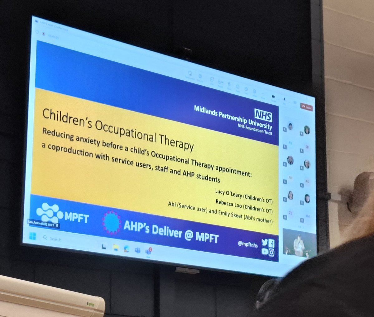 Rebecca Loo (@rebeccaloo_) on Twitter photo The amazing Lucy O'Leary sharing about our joint project - making videos to support children and families to feel less anxious about their <a href="/mpftnhs/">Midlands Partnership University NHS FT</a> Children's Occupational Therapy appointment.
Thanks <a href="/Rachel66Mckeown/">Rachel McKeown</a>
@KathrynBellshaw <a href="/Wendy_Dietetics/">Wendy Hollands</a> for a great AHP day The amazing Lucy O'Leary sharing about our joint project - making videos to support children and families to feel less anxious about their <a href="/mpftnhs/">Midlands Partnership University NHS FT</a> Children's Occupational Therapy appointment.
Thanks <a href="/Rachel66Mckeown/">Rachel McKeown</a>
@KathrynBellshaw <a href="/Wendy_Dietetics/">Wendy Hollands</a> for a great AHP day