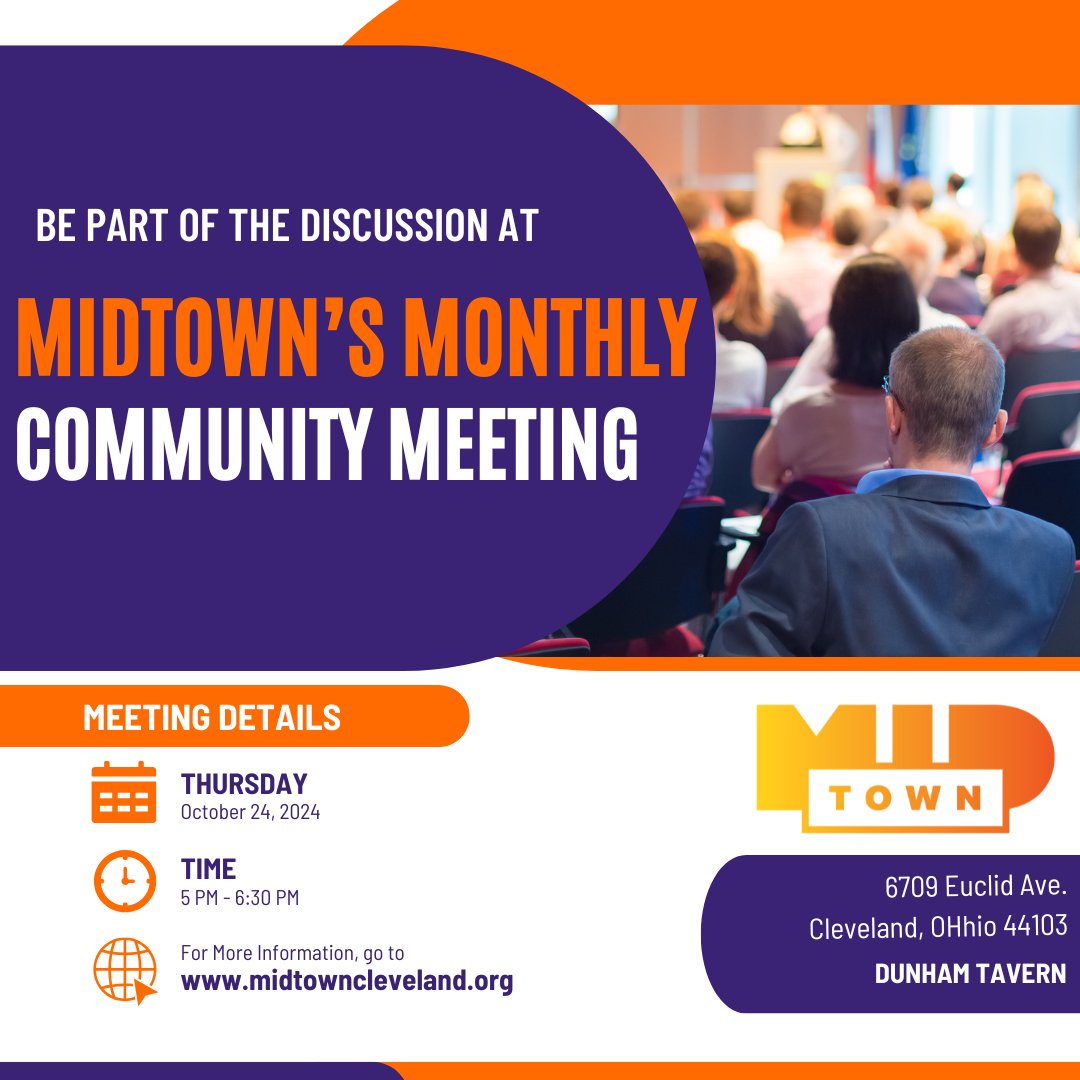 Join us for our Midtown Community Meeting on Thursday, October 24th from 5-6:30 PM at the Historic @dunhamtavern. We’ll have Digital C joining us and we’ll be going over important voter information to prepare us of Nov 5 Election Day 🧡