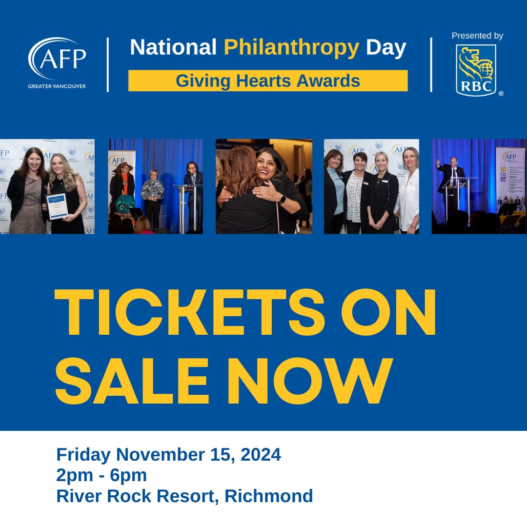 Giving Hearts Awards and National Philanthropy Day On November 15, 2024, presented by the AFP Greater Vancouver Chapter and sponsored by <a href="/RBC/">RBC</a>. 
loom.ly/bvZJxtI  
#GivingHeartsAwards #GivingHearts #NationalPhilanthropyDay #NationalPhilanthropyDay2024 #NPD2024 #AFPVancouver