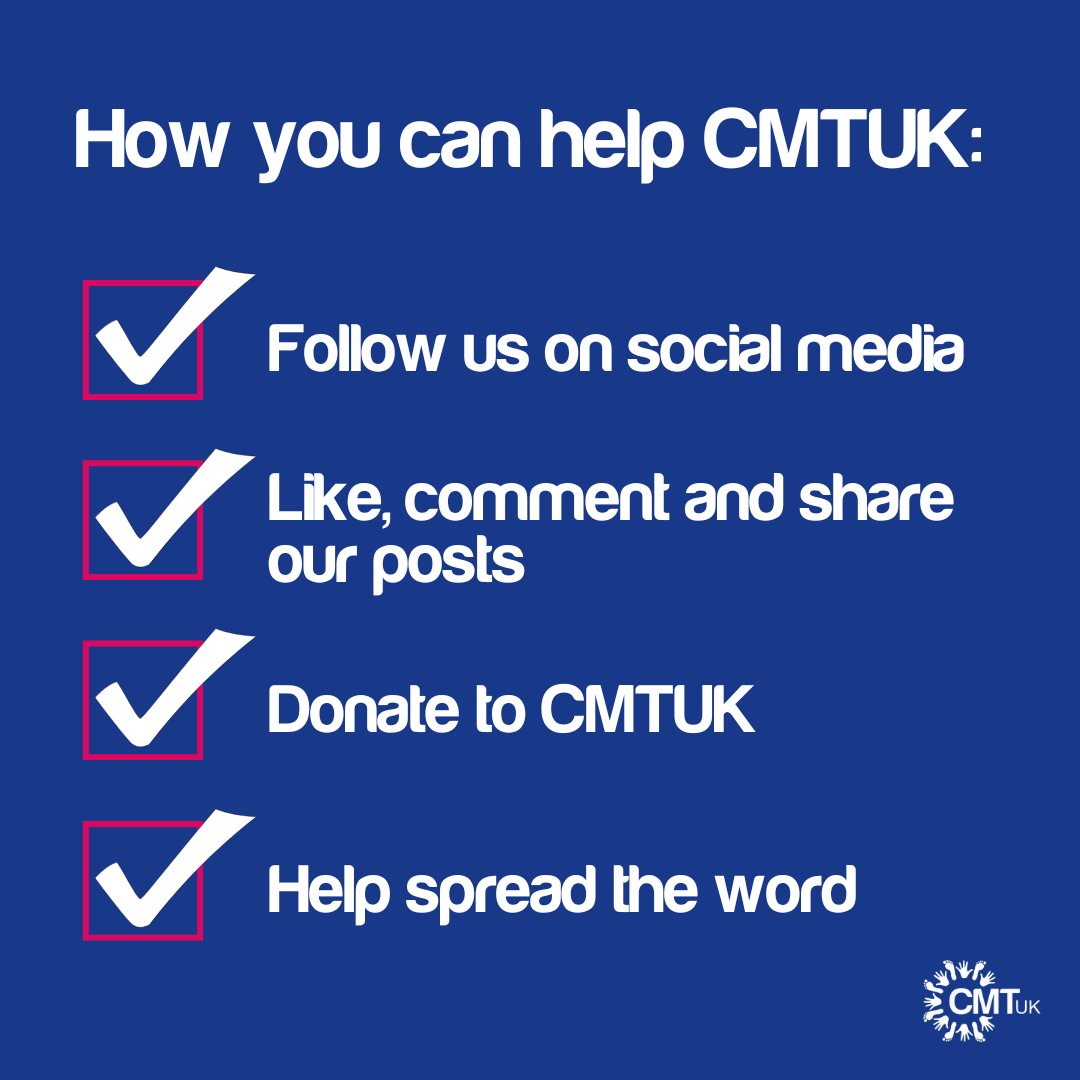 Living with CMT can be tough, but no one has to face it alone! 💙

At CMTUK, we offer support, resources, and a caring community. 

This #CMTAwarenessMonth, help us spread the word by sharing, donating, or visiting cmt.org.uk for more info! 

#NobodyIsPerfect #CMTUK