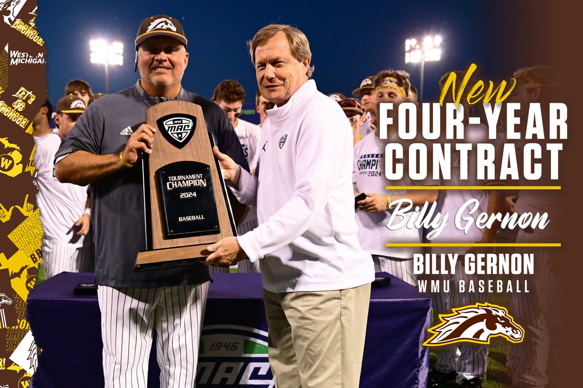 WMUBaseball's tweet image. Excited to announce Coach Gernon has signed a new contract! ✍️

📰 buff.ly/3YeQufx

#BroncosReign