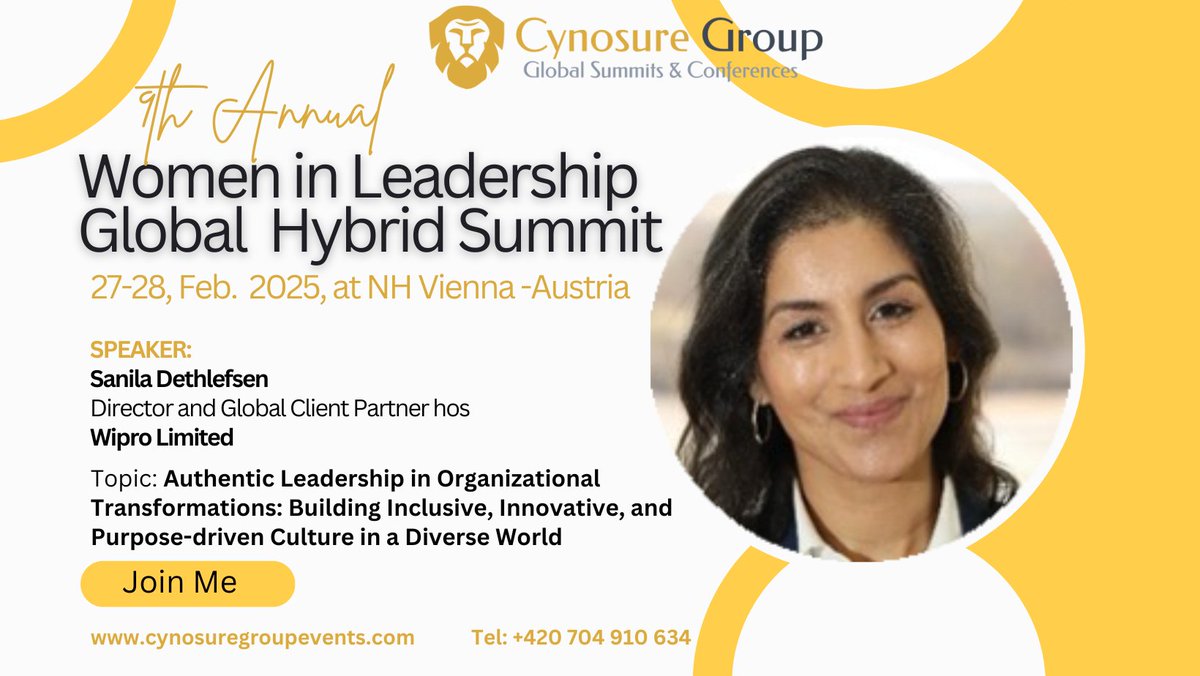 We are excited to introduce Sanila Dethlefsen, Director and Global Client Partner at Wipro Limited, as a keynote speaker at the Women in Leadership Global Summit!  Register to learn how to inspire a culture of #purpose, #Inclusion , #Innovation  within your organization.