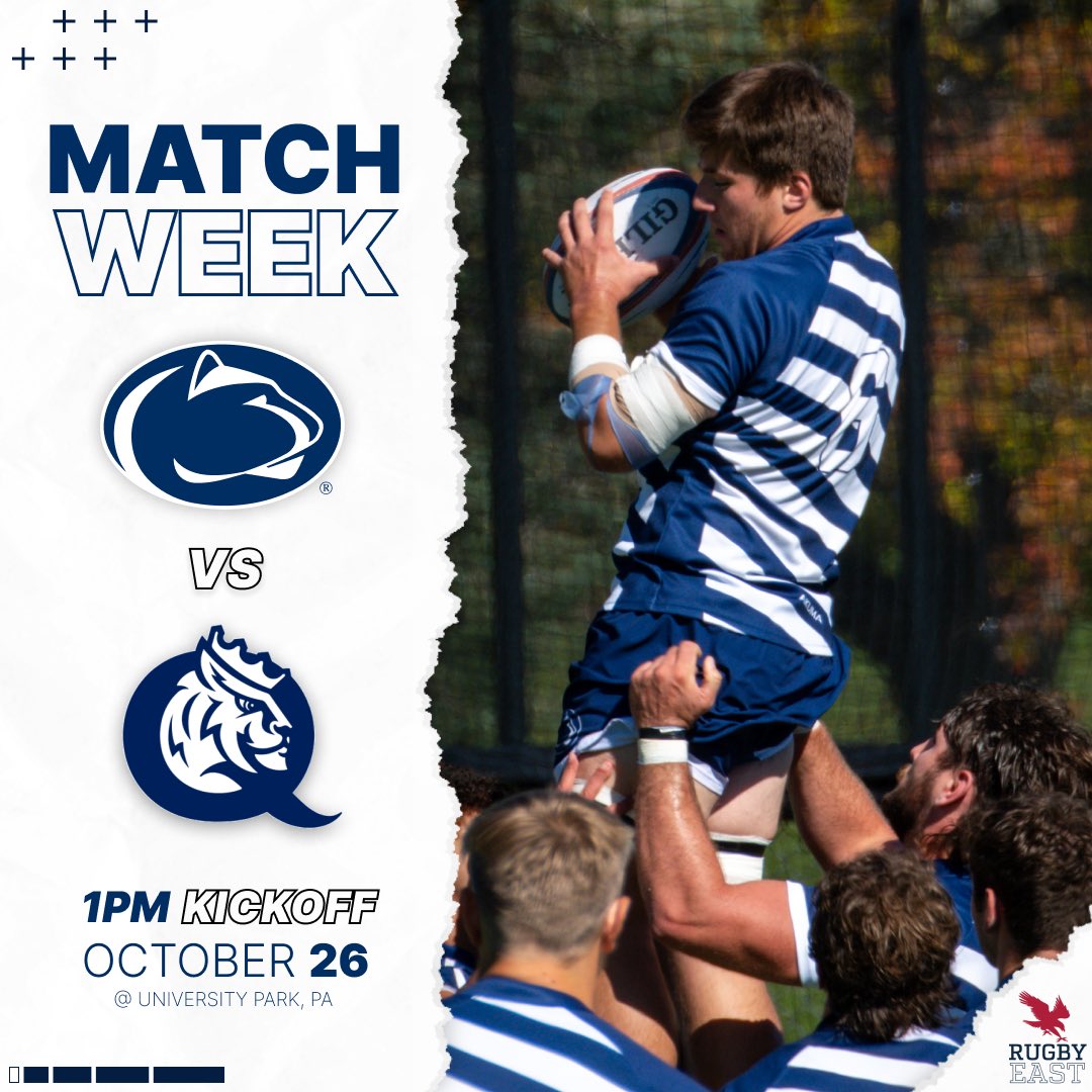 PennStateMRGB's tweet photo. 🔵 MATCH WEEK ⚪️

Facing off against Queens Rugby this Saturday @ 1PM. 

📍UNIVERSITY PARK, PA

#WEARE | #PSURUGBY https://t.co/UyJYwNRZNt