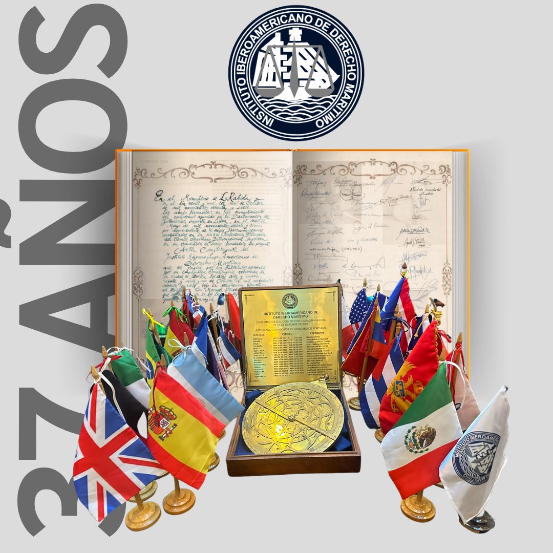 ¡Felicidades al Instituto por sus 37 años desde su fundación el 21 de octubre de 1987!
Desde entonces, el Instituto ha crecido hasta convertirse en una de las instituciones más sólidas en su campo.  Una historia de unidad y dedicación en el Derecho Marítimo. 🚢🌊