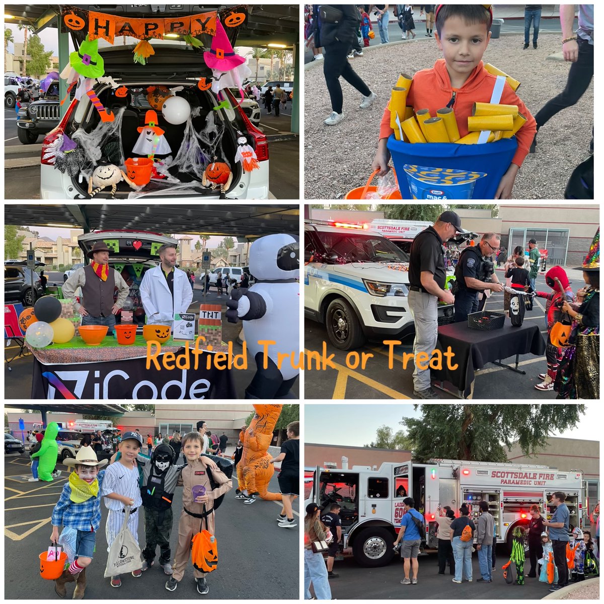 RedfieldSUSD's tweet photo. It was so awesome to see all the decorated trunks and spooky costumes at Trunk or Treat! Thank you to our community partners for helping with the fun! https://t.co/M5UyQCVFoT
