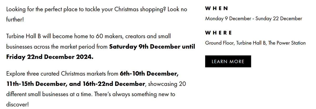 Is0belB's tweet photo. @BatterseaPwrStn There's a lot of conflicting information on your Curated Makers Christmas Market page. Can you update it to make it clearer? I don't want to miss it! https://t.co/kxxo4JdnBW