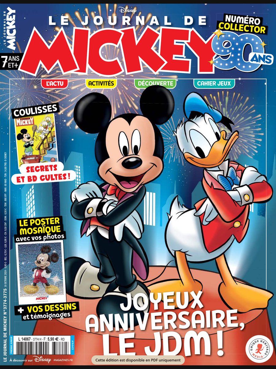 Parce que c’est probablement de là qu’est née ma passion pour Disney et par extension les parcs…

Joyeux anniversaire au <a href="/JDMOfficiel/">Le Journal de Mickey</a> , évidemment, le classique des classiques. Le journal préféré de ton journal préféré