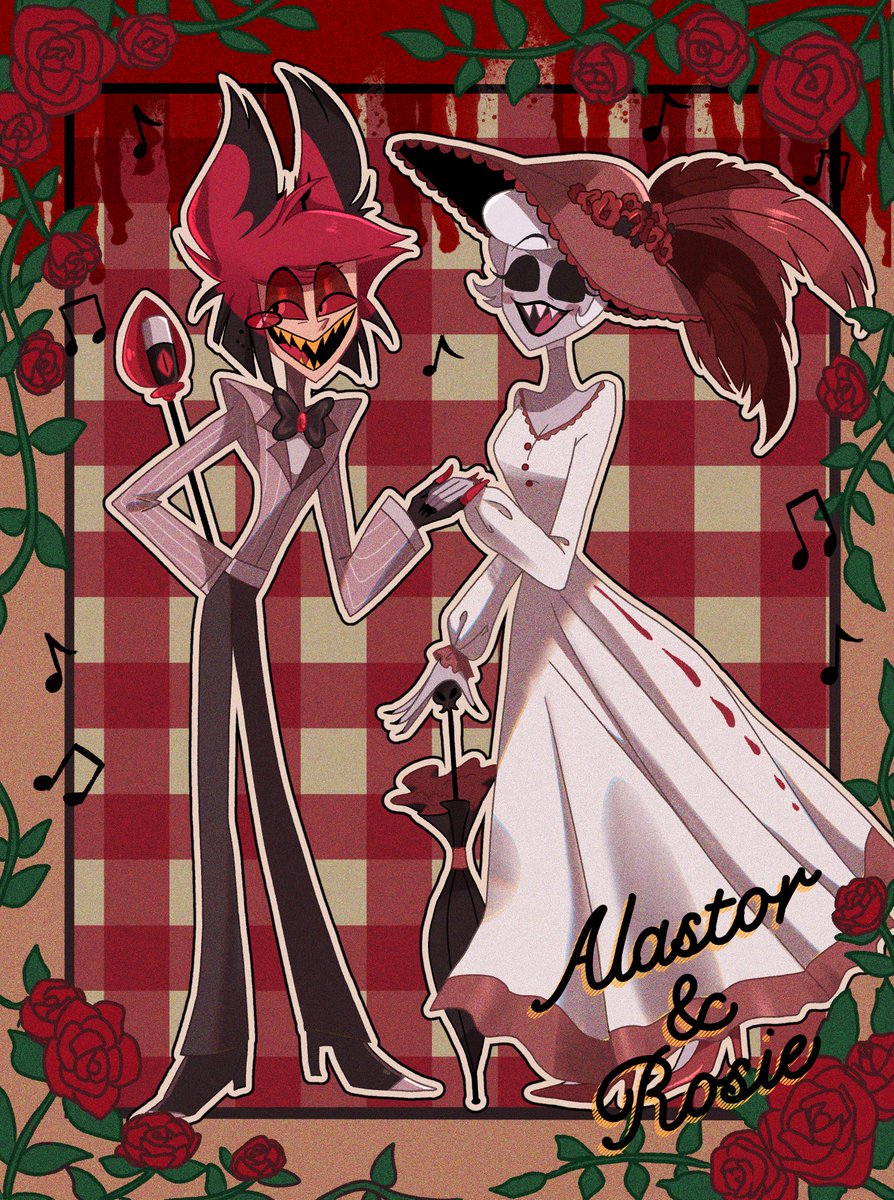 (まだ届いてないけど‼️)ハズビンのトレカあげる〜って約束してた人からお礼にアラスターとロージーの最かわイラスト貰っちゃった〜♡♡♡

しかも偶然今日は私の誕生日♫
実質誕プレだね
本当に可愛い……😭😭😭