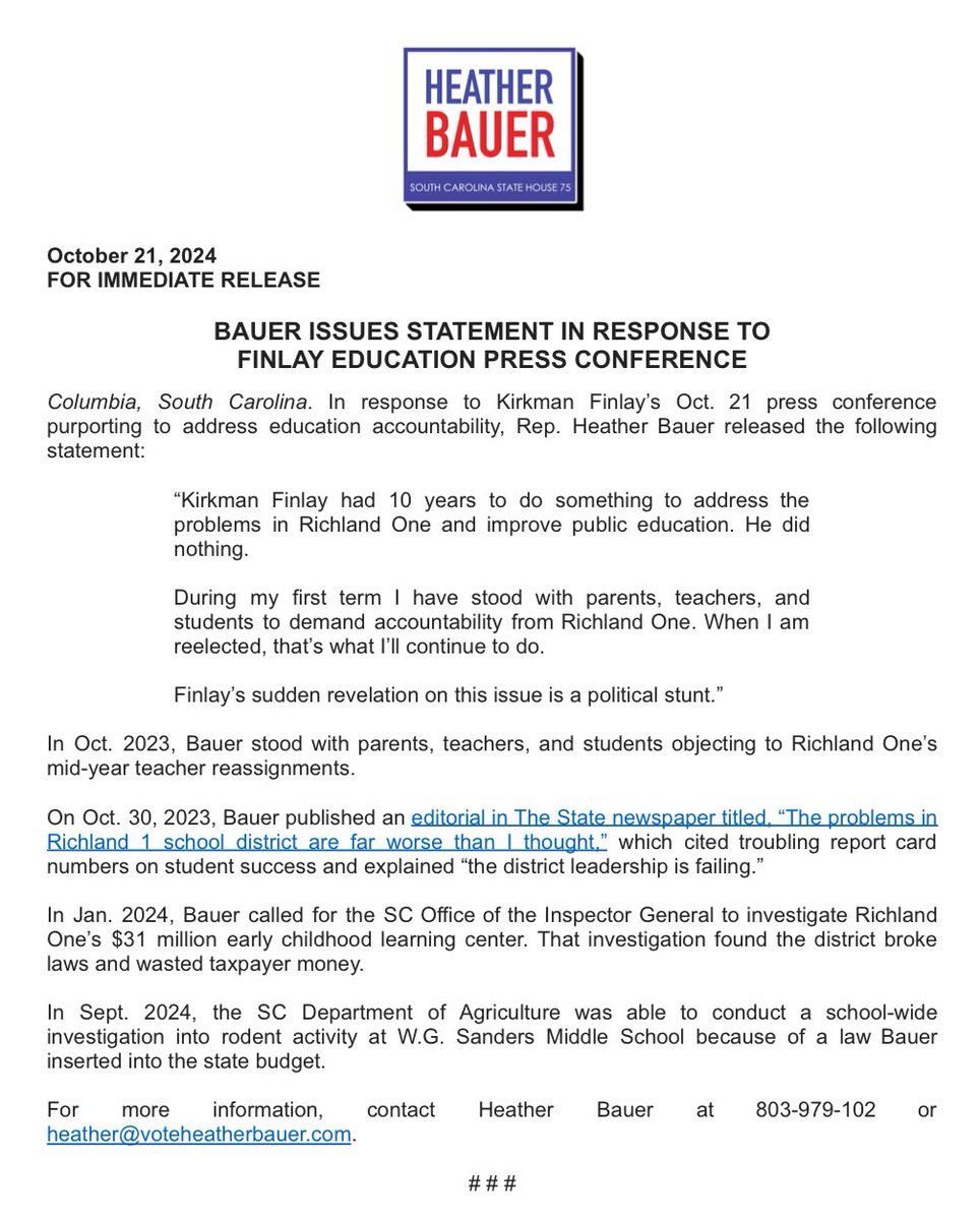 Heather Bauer for SC 75 tweet media