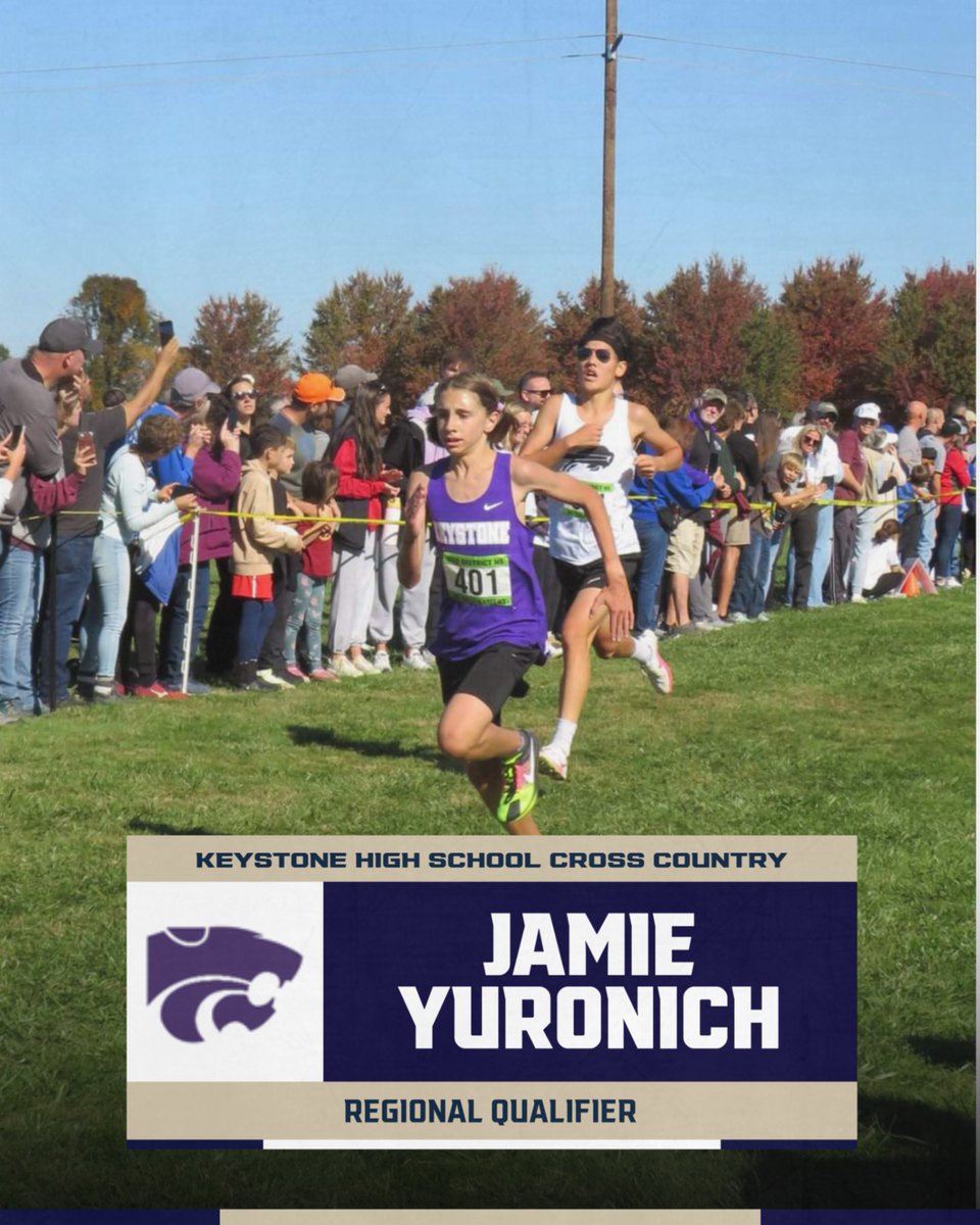 Congratulations to Keystone Freshmen Jamie Yuronich on qualifying to the DII Regional Cross Country Meet @ Boardman!!
