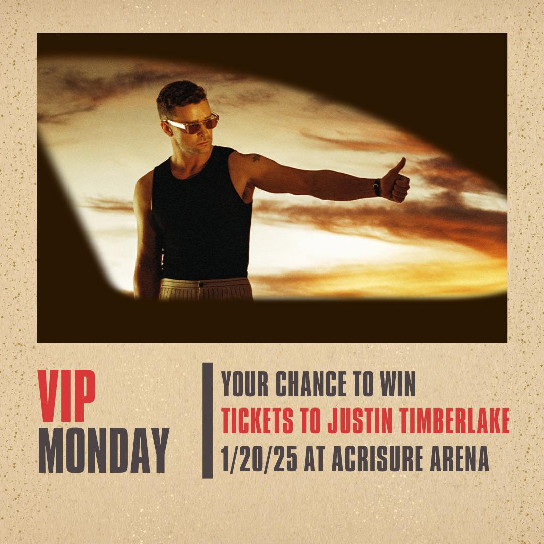Today is our VIP Club’s chance to win a pair of tickets to see Justin Timberlake at Acrisure Arena on Jan 20th!  Listen for your name to be called, &amp; you’ll have 10 mins &amp; 39 secs to call and claim your prize! Not part of our VIP Club? Text “VIP” to 909-890-1010 to join now