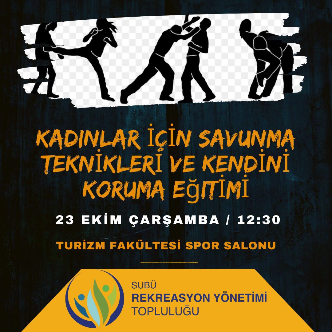 suburekyonetimi's tweet photo. Kadına yönelik şiddet ve kadın cinayetlerine karşı farkındalık oluşturmak ve kadınların kendini savunma becerilerini güçlendirmek amacıyla “Rekreasyon Yönetimi” topluluğunun düzenlediği eğitime davetlisiniz!

@SubuOfficiall @SubuTurizm @rektorsaribiyik @OguzTurkay @subu_sks https://t.co/3x35qfB6mU