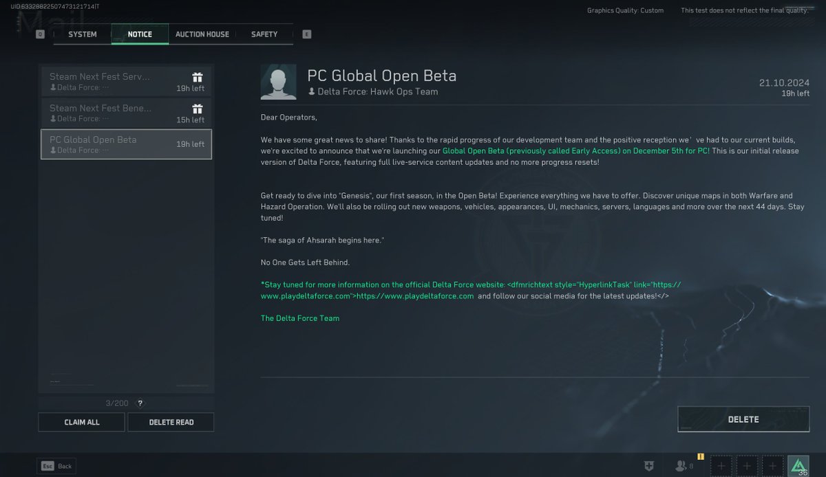 Taveraco's tweet image. PC Global Open Beta on December 5th #DeltaForceHawkOps #DeltaForce