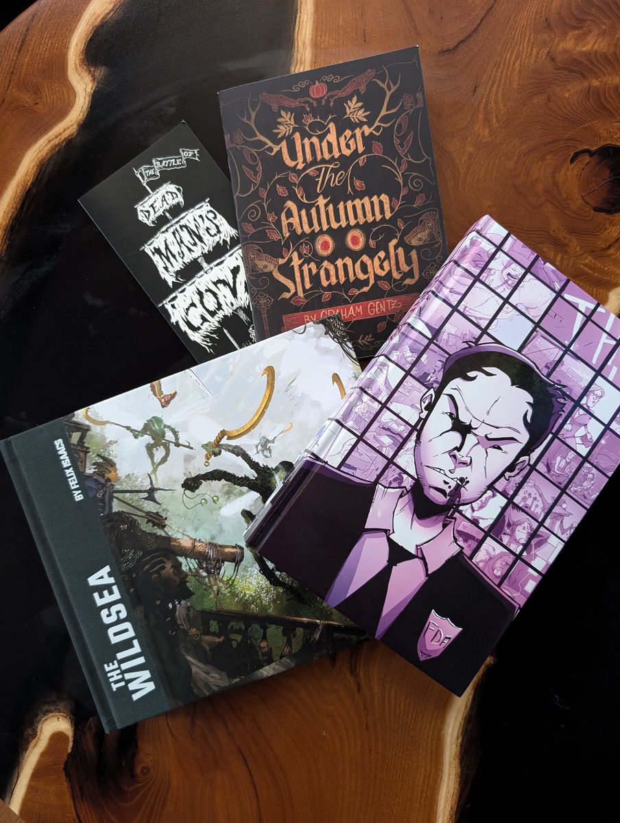Ahmed-AJSuffety ➡️ UCon (@ahmed_ajsuffety) on Twitter photo The "goods" from this year's <a href="/GameholeCon/">Gamehole Con</a>
Dead Man's Cove from <a href="/limithron/">Limithron</a>
Under the Autumn Strangely by Graham Gentz
Chew: The RPG from <a href="/IG_Pete/">The Pete of Tomorrow 🔜 GAMA Expo Booth#1274</a>
The Wildsea from <a href="/mythworkshq/">Mythworks</a> The "goods" from this year's <a href="/GameholeCon/">Gamehole Con</a>
Dead Man's Cove from <a href="/limithron/">Limithron</a>
Under the Autumn Strangely by Graham Gentz
Chew: The RPG from <a href="/IG_Pete/">The Pete of Tomorrow 🔜 GAMA Expo Booth#1274</a>
The Wildsea from <a href="/mythworkshq/">Mythworks</a>