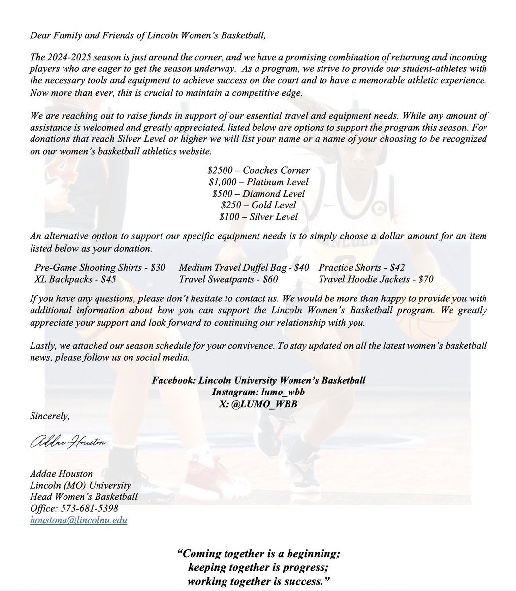 LUMO_WBB's tweet photo. Family &amp; Friends we need your support! Our team fundraiser is underway and we would like you to take a moment to review our letter and see how you can best support @LUMO_WBB. Click the link to get started &amp; thank you in advance for your generosity! 
https://t.co/imG6S5CWkH https://t.co/upsWmvj3eJ