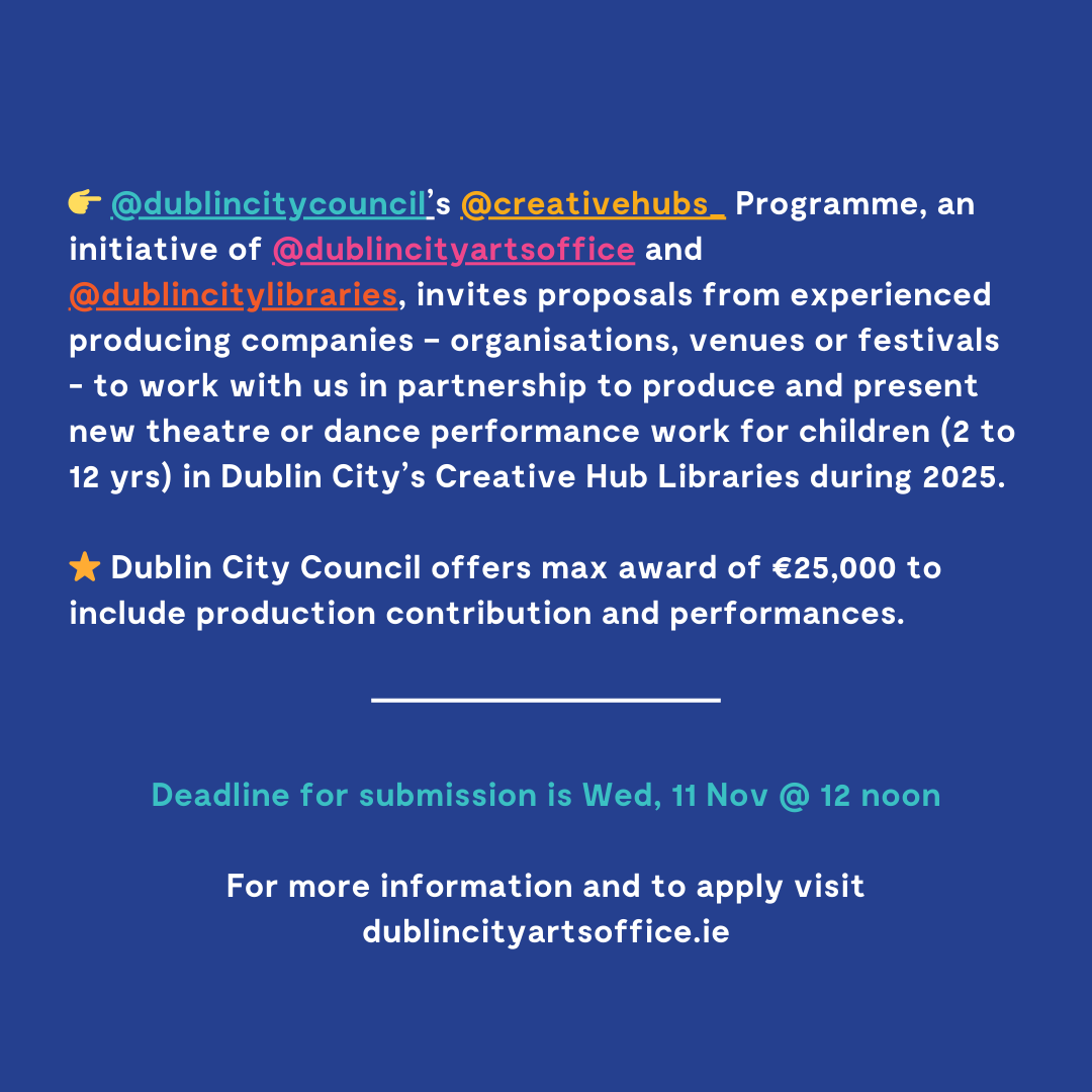 The Creative Hubs Performance Production Partnership Commission Award 2025 is now open for applications 

🌈 Deadline for submission is Wed, 11 Nov @ 12 noon

🙏For more information and to apply visit
bit.ly/40bVEeQ