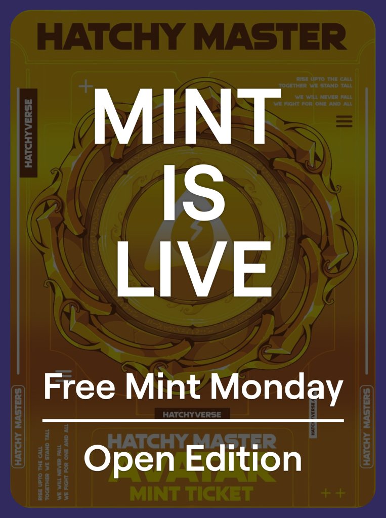 joepegsnft's tweet photo. FREE MINT MONDAY IS LIVE - @Hatchyverse 

The hatchyverse Open Edition Mint is now live for the next 10 days. Get your card to redeem in-game advantages. 

Accessible to everyone, no WL needed. 

------------- 

🗂️ Collection Size: Open Edition (Unlimited) 
🏷️ Price: Free Mint 
👜 Max Mint: 2x per wallet  
🔗 Mint Link: https://t.co/f82Vzgwrw2

MINT WITH JOE.