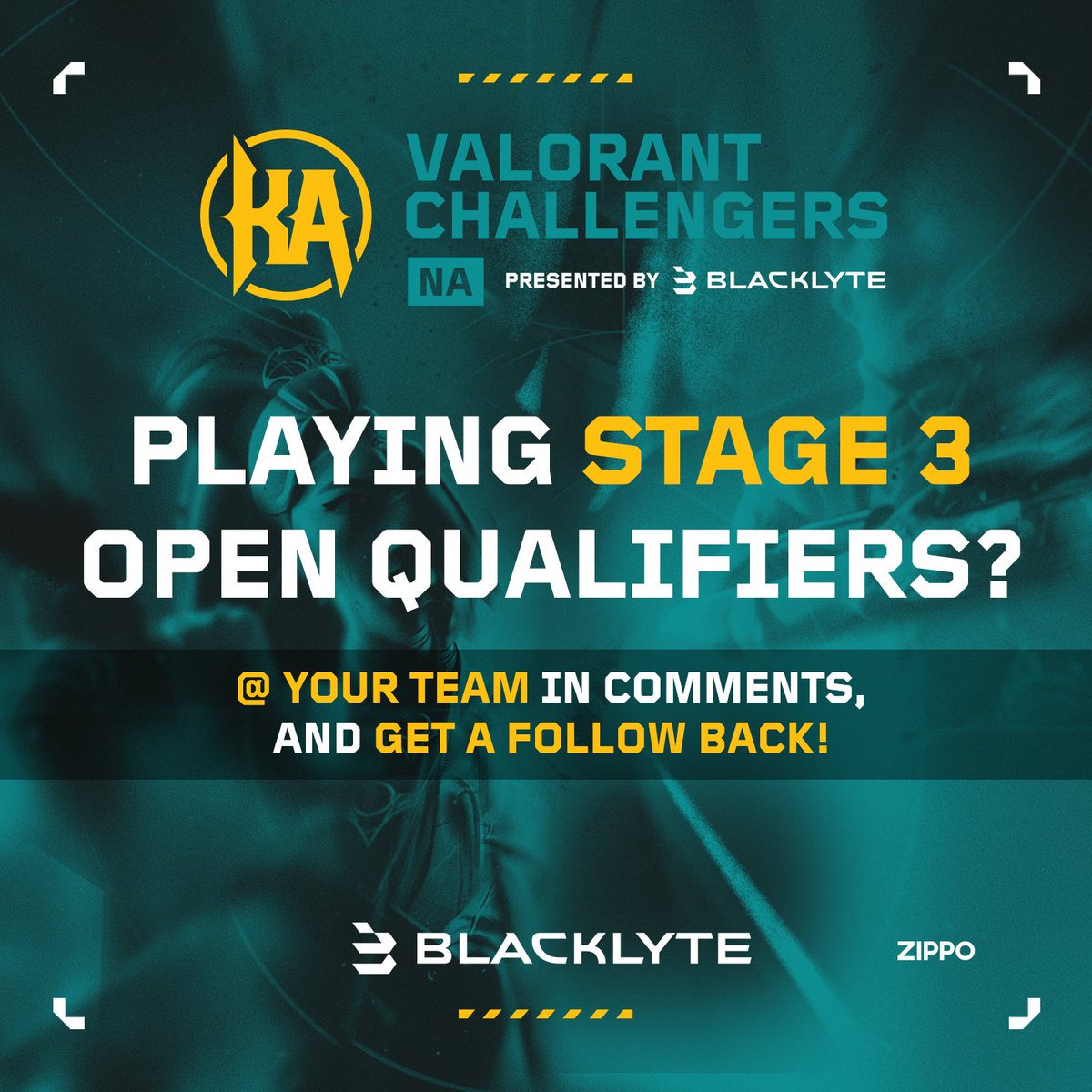 YOU SNOOZE, YOU LOSE ‼️

Lock in for #ChallengersNA Stage 3 and @ your squad below for a follow back! 

📆 OQ: Nov 5-8
📆 Main Event: Nov 21-24/Nov 29-Dec 1
🔗 Learn More: challengersna.com 

<a href="/GoBlacklyte/">Blacklyte</a> <a href="/Zippo/">Zippo</a> | #VALORANT