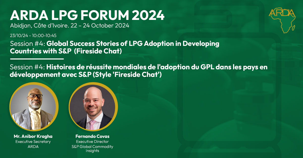 arda_africa's tweet photo. On day 2 of the ARDA LPG Forum 2024, our first morning session is entitled “Global Success Stories of LPG Adoption in Developing Countries”. This session will be the first of our fireside chats and will be led by Exec Director of S&amp;P Global Commodity Insights, Fernando Covas. https://t.co/bQFrpATrDk